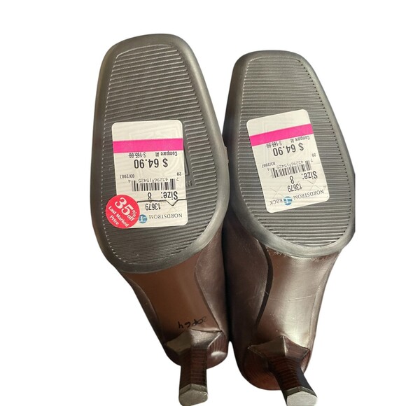 Cole Haan Brown Leather square Toe Slip-On closed toe Pump Womens Heels Size 8B - Picture 6 of 11